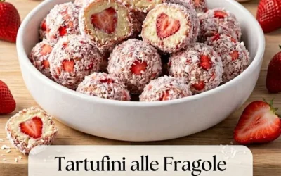 Delicious homemade strawberry truffles on a decorative plate