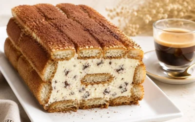 Tiramisu Glacé delizioso e rinfrescante in una coppa di dessert