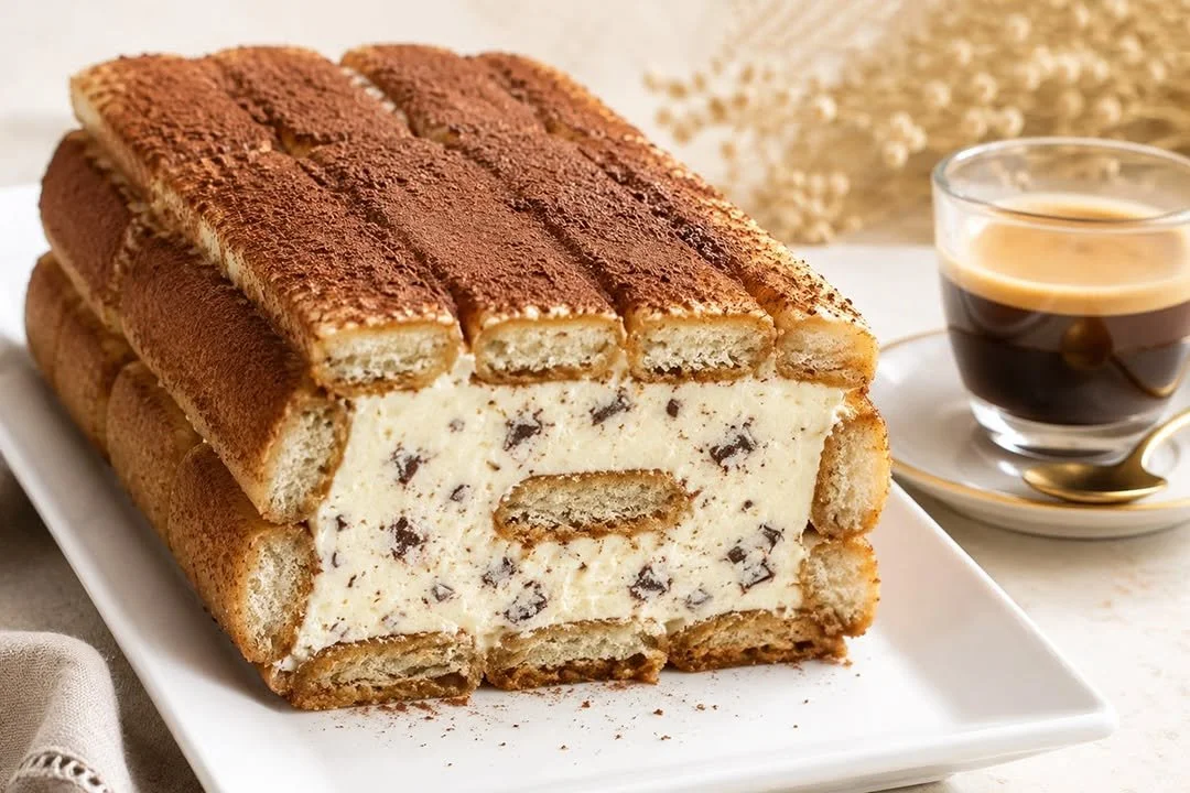 Tiramisu Glacé delizioso e rinfrescante in una coppa di dessert