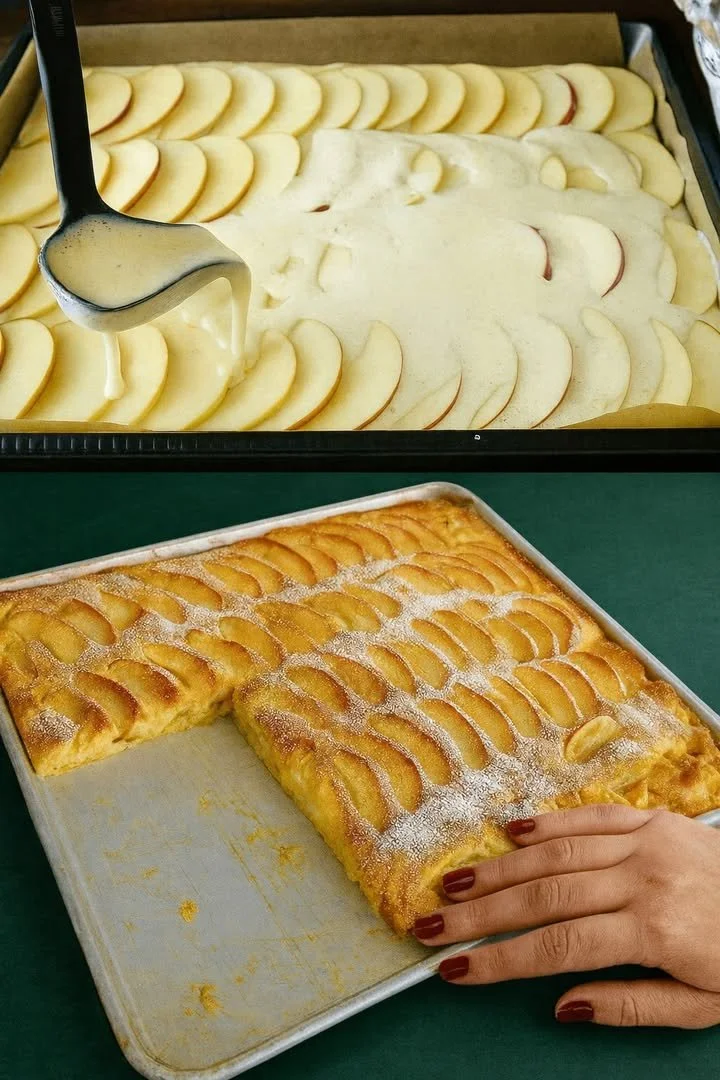 Fetta di Torta alle Mele in teglia su piatto decorativo