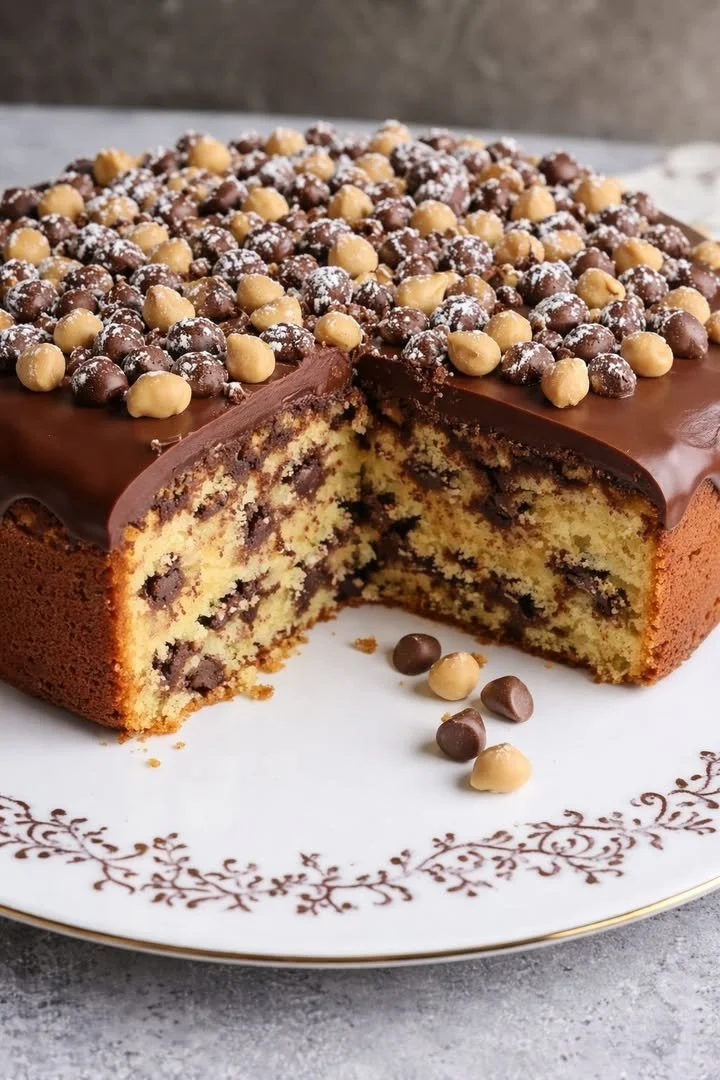 Fetta di Torta alle Noci e Cioccolato con noci croccanti e cioccolato fondente