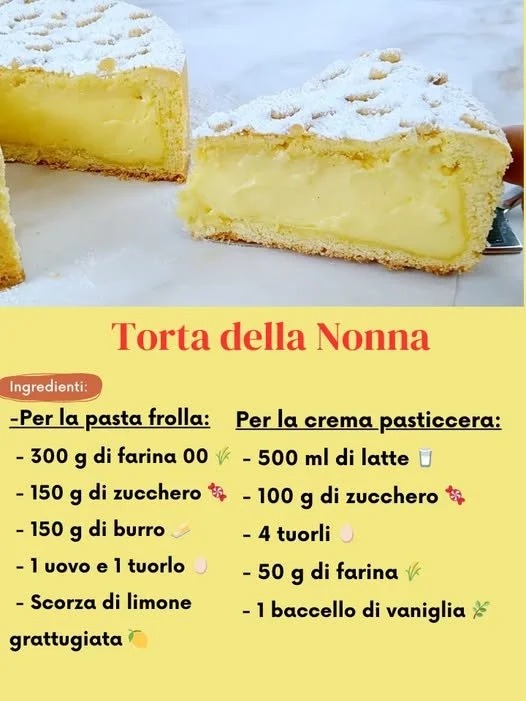 Torta della Nonna con crema pasticcera e pinoli, un dolce tradizionale italiano