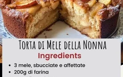 Torta di Mele tradizionale della Nonna con fette di mela e zucchero