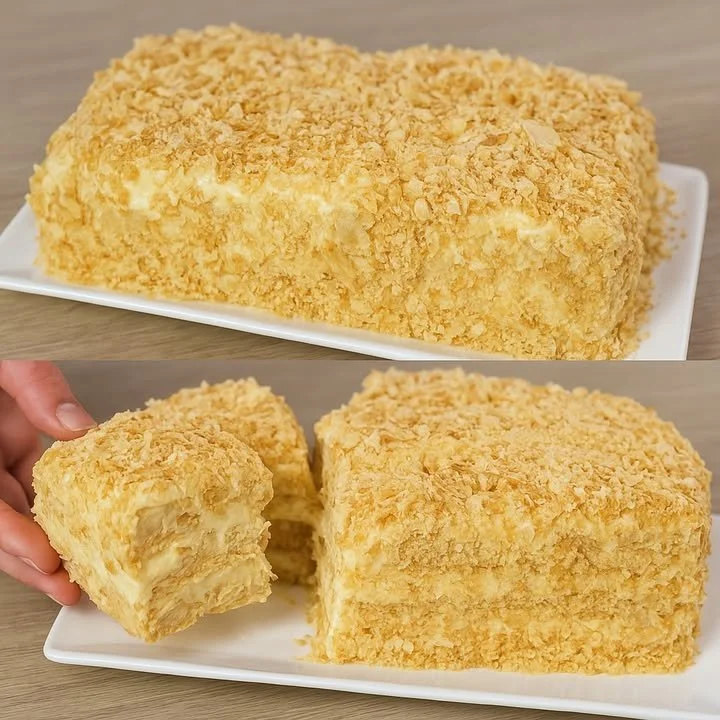 Deliziosa Torta Napoleone con strati di crema e pasta sfoglia