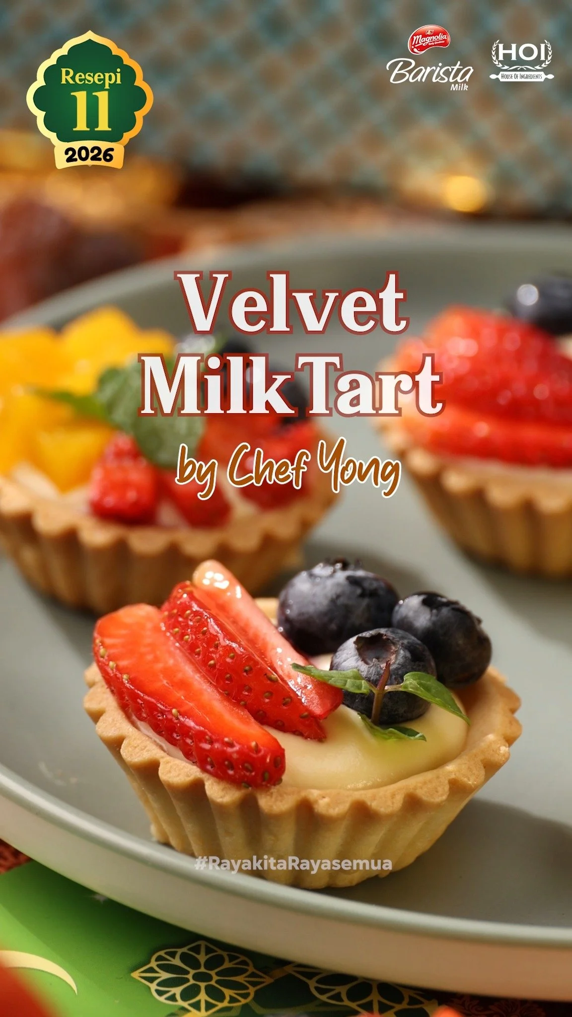 Delicious Velvet Milk Tart topped with creamy filling and a golden crust
