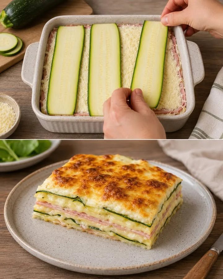 Zucchine con prosciutto e mozzarella pronte da servire