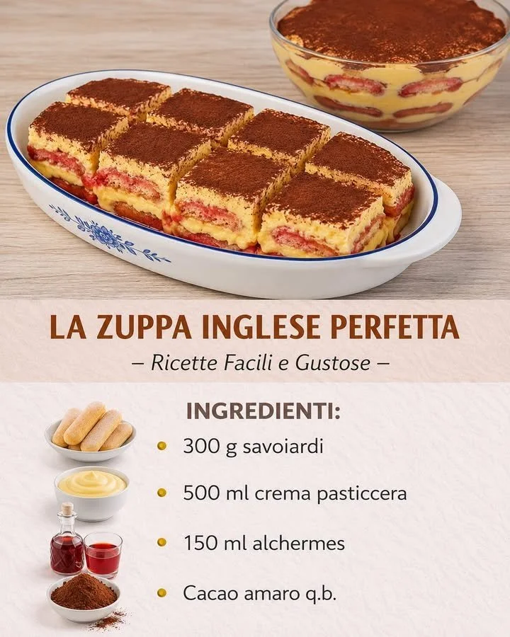 Zuppa Inglese Perfetta: dolce italiano tradizionale con crema e pan di spagna