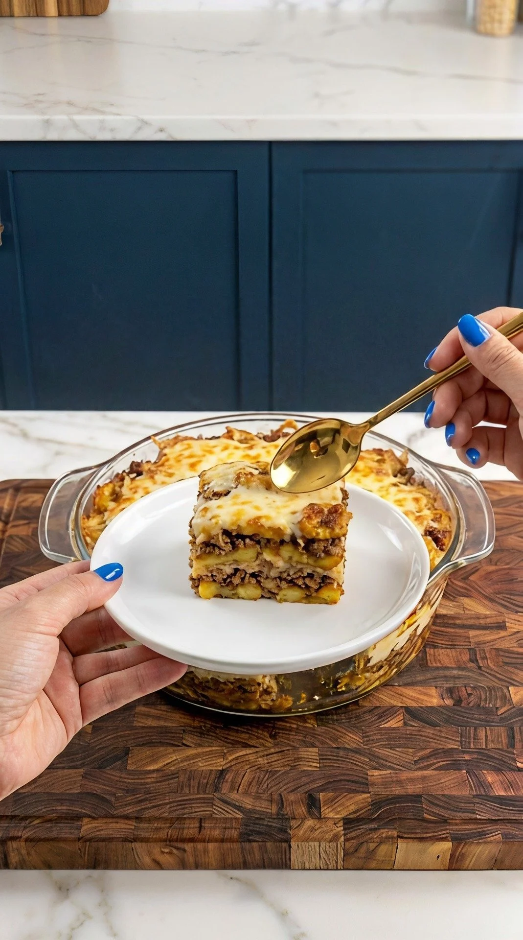Delicious Banana Lasagna served in a dish, showcasing layers of banana and creamy goodness.