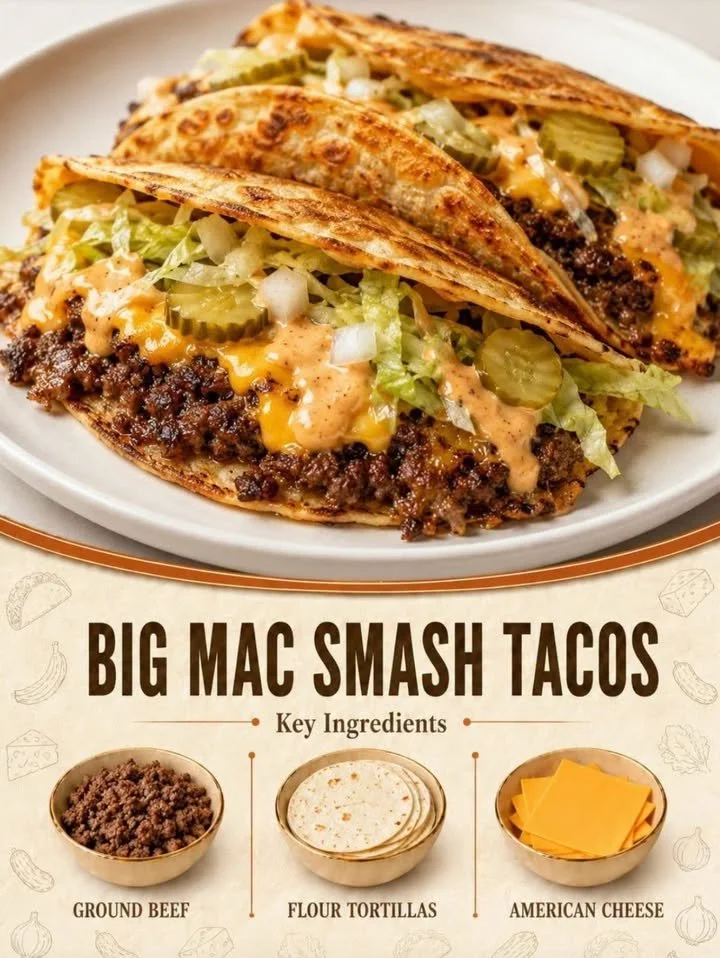 Big Mac Smash Tacos topped with lettuce, cheese, and special sauce