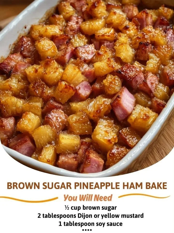 Delicious Brown Sugar Pineapple Ham Bake ready to serve