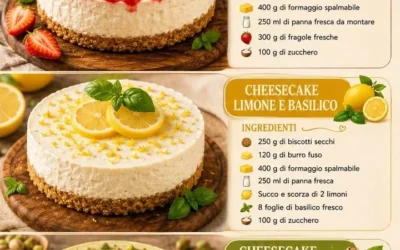 Varie varianti speciali di cheesecake su un tavolo