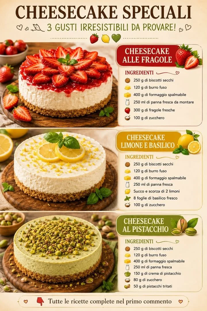 Varie varianti speciali di cheesecake su un tavolo