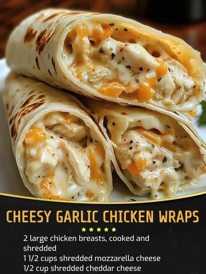 Delicious cheesy garlic chicken wraps image