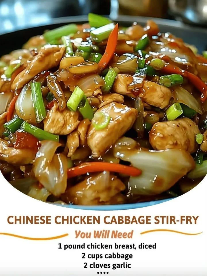 Chinese Chicken and Cabbage Stir-Fry dish on a plate