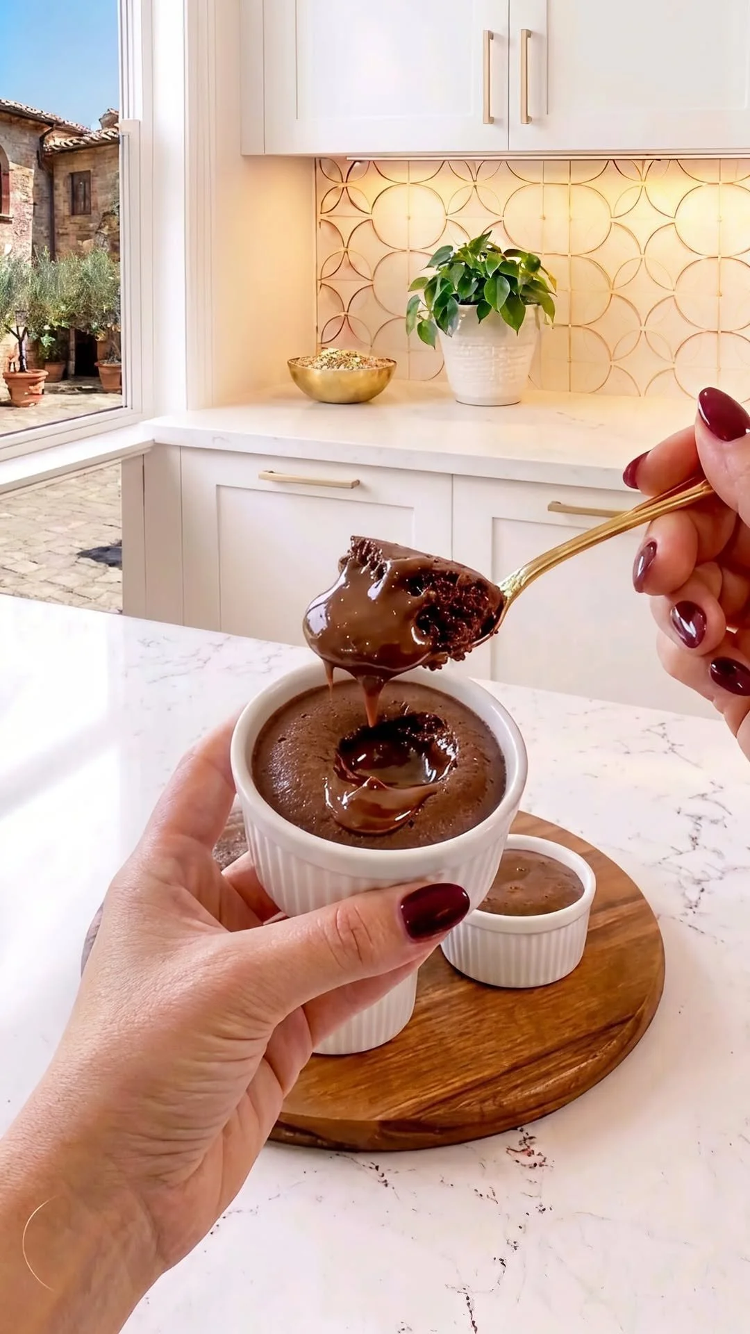 Delicious chocolate lava cakes made without flour, showcasing gooey chocolate center.