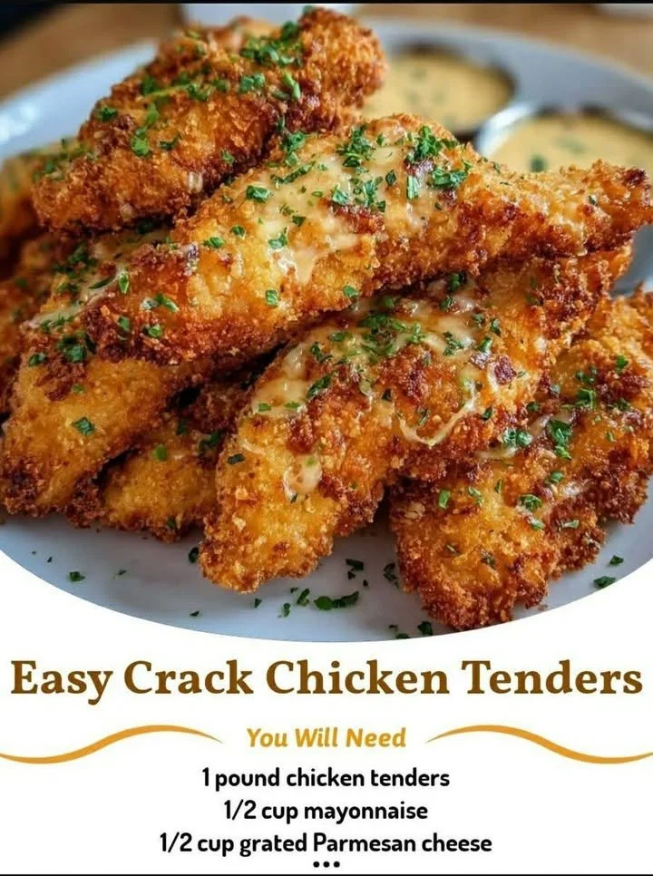 Delicious homemade crack chicken tenders served with dipping sauce.
