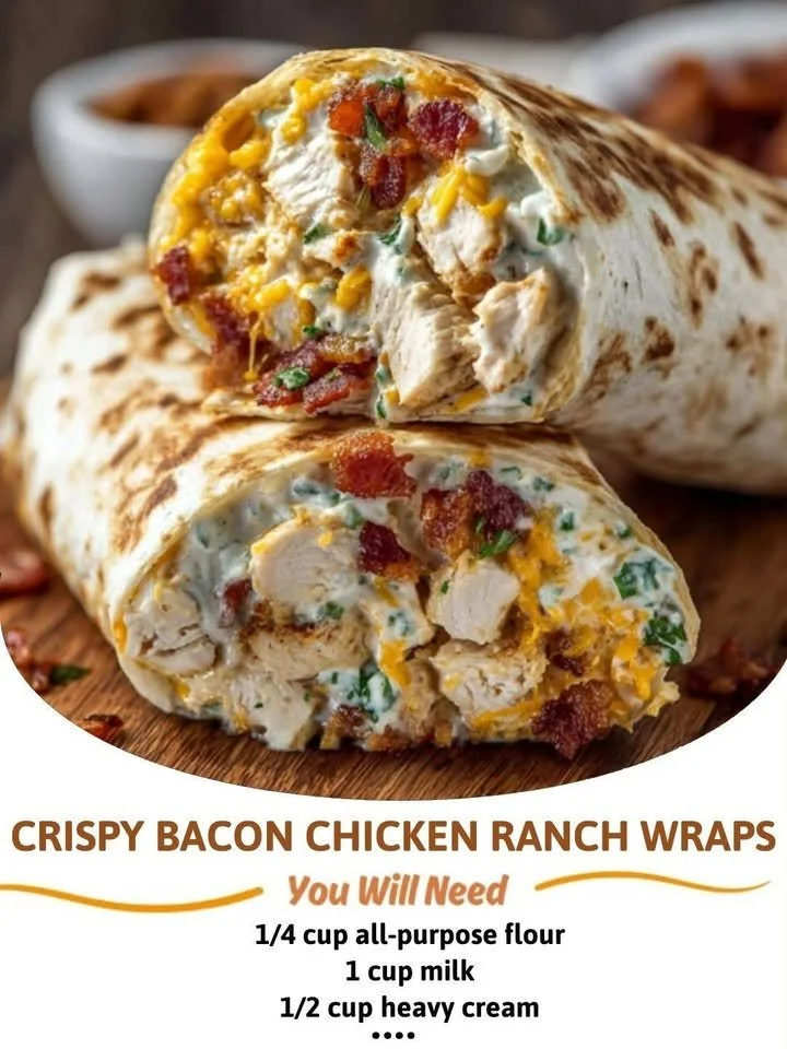 Crispy bacon chicken ranch wraps served on a plate, garnished with fresh herbs.