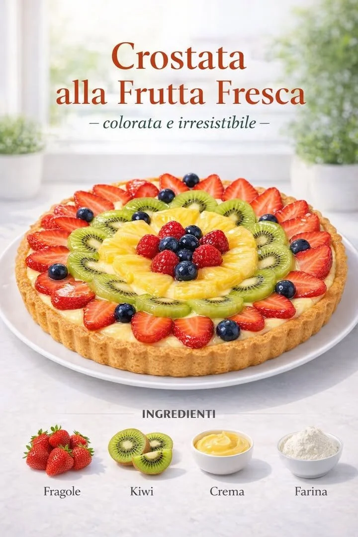 Crostata Fresca con frutta fresca e crema, dolce tradizionale italiano