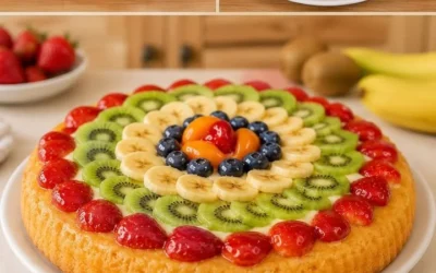 Crostata Morbida con Frutta fresca e crema sopra