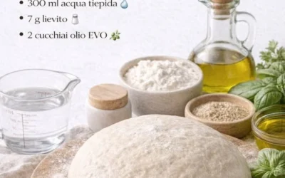 Preparazione dell'impasto per pizza fatta in casa con ingredienti freschi