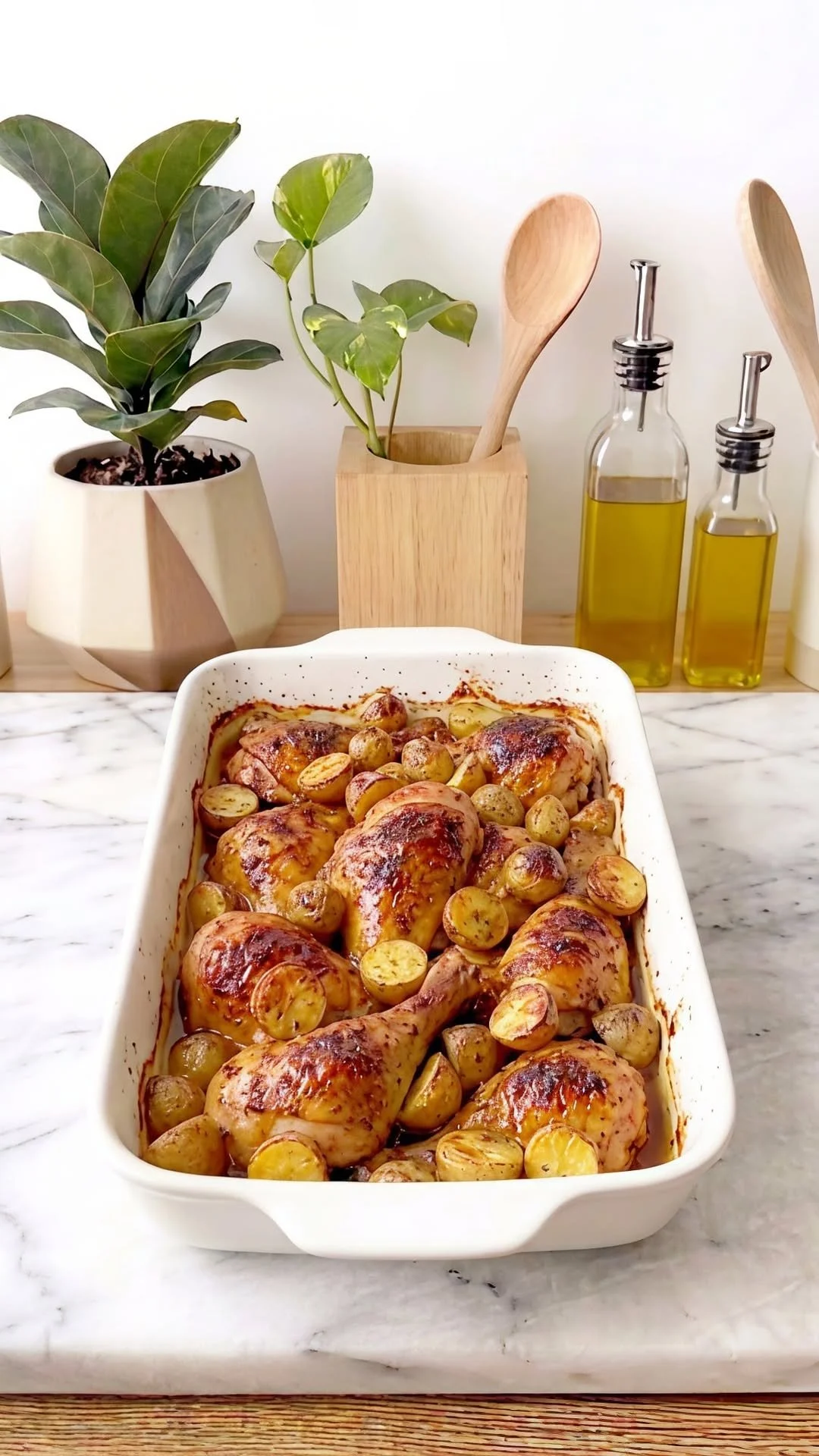 Delicious chicken potato bake fresh from the oven, ready to serve.