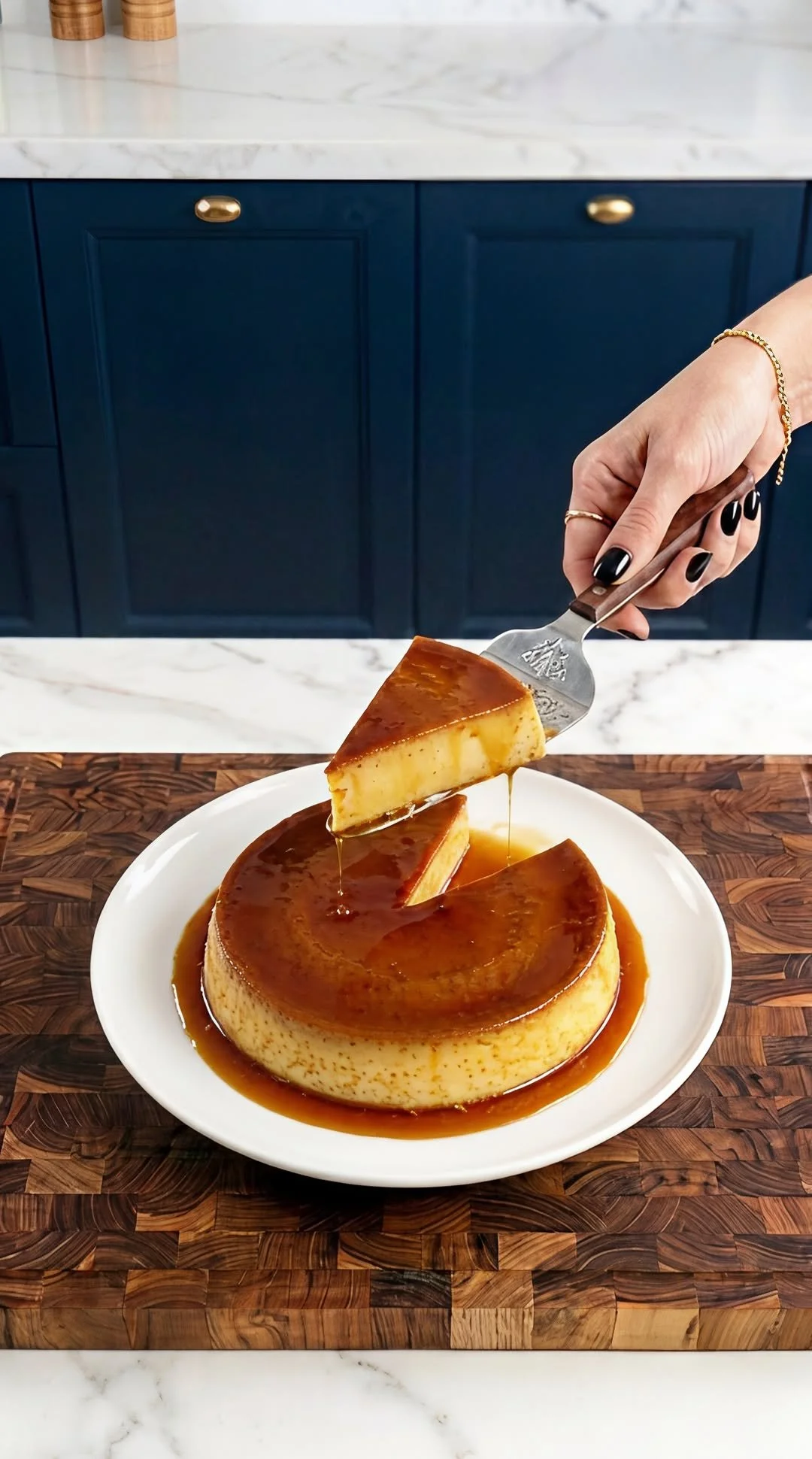 Delicious no-bake mango creme caramel dessert served in a glass