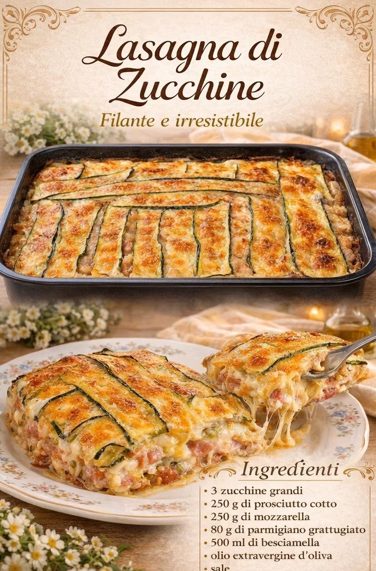 Piatto di Parmigiana Bianca di Zucchine preparato a crudo
