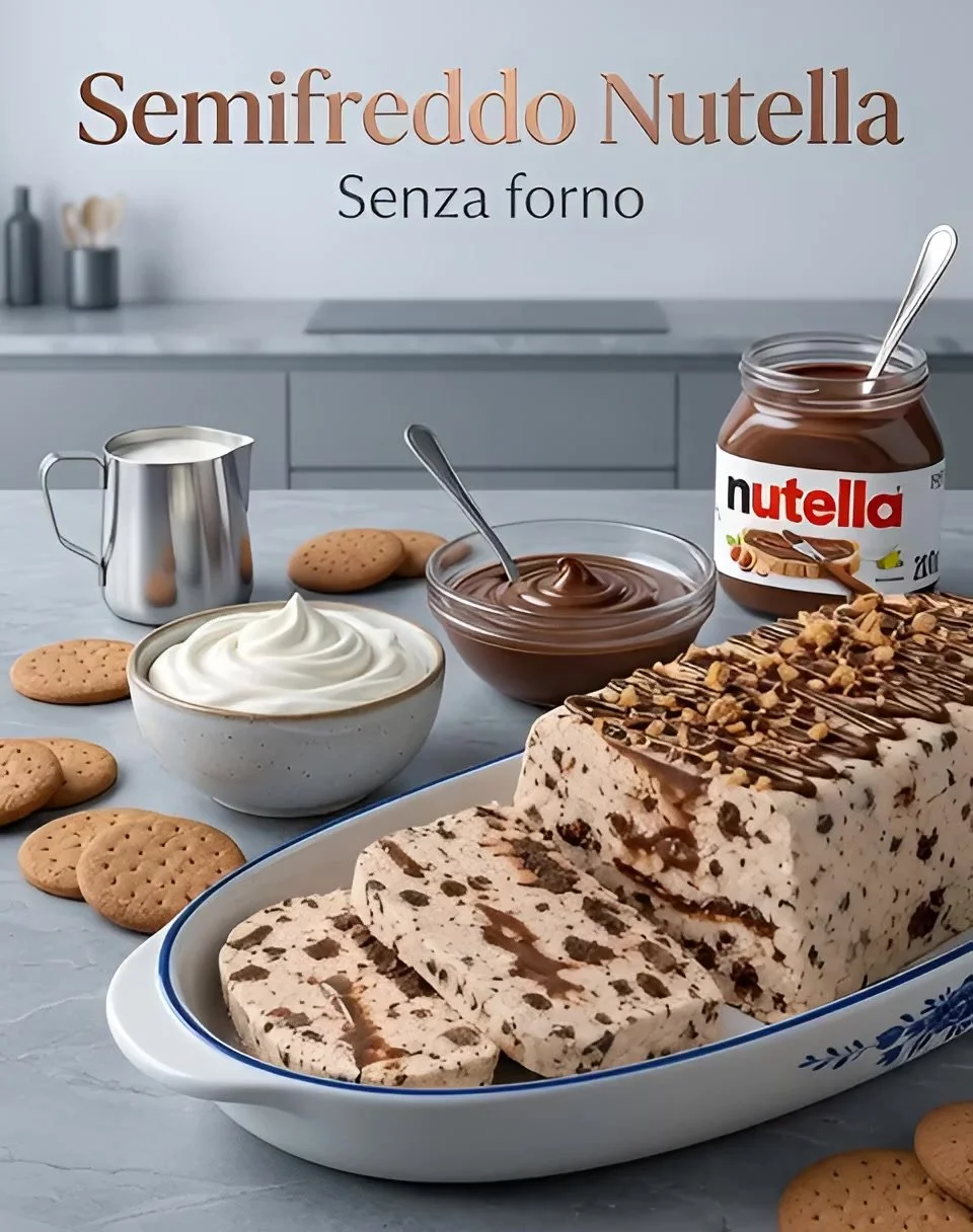 Semifreddo con biscotti e Nutella in una deliziosa presentazione.
