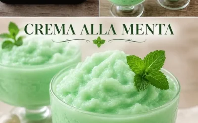 Sorbetto di menta fatto in casa, fresco e rinfrescante, in una coppa