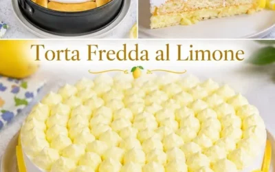 Fetta di Torta Fredda al Limone servita su piatto bianco