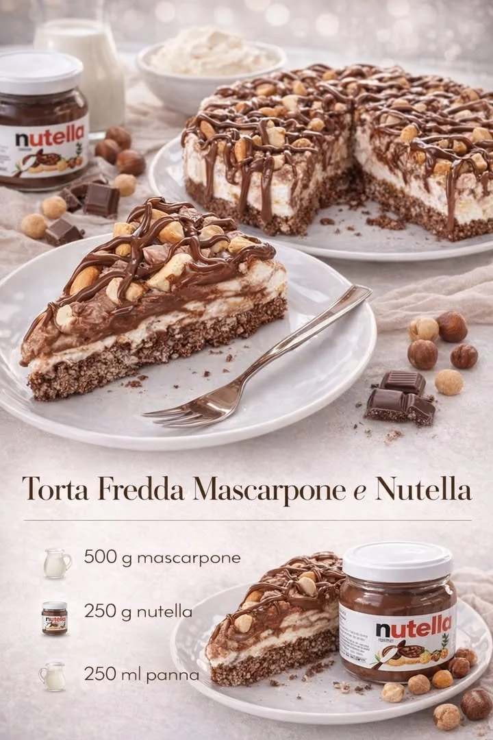 Torta Fredda con Mascarpone e Nutella, dolce cremoso e fresco