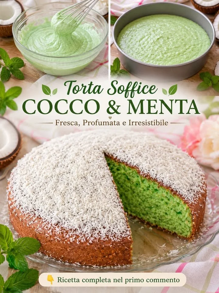 Torta soffice al cocco e menta, dolce fresco e profumato