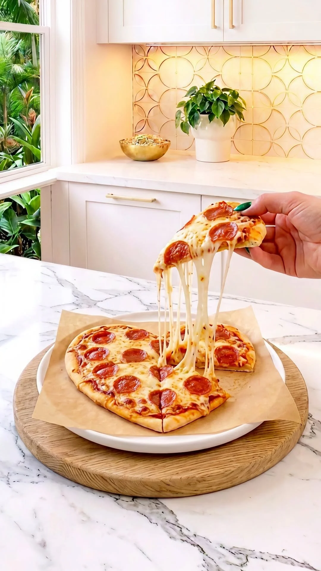 Simple two-ingredient pizza recipe with dough and toppings